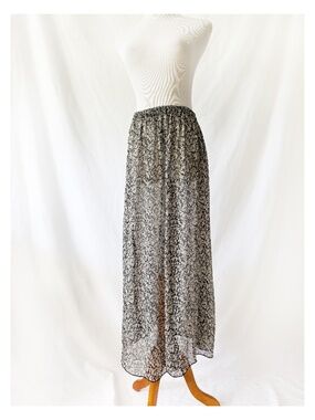 Vintage 1990s Sheer Floral Maxi Skirt M/L